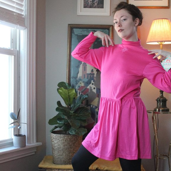 Deadstock Bright Pink Dress - Picture 1 of 4